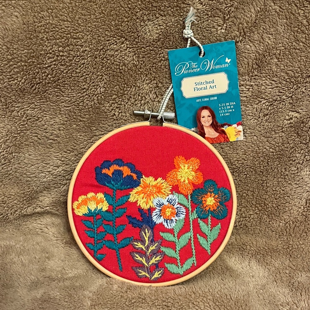 The Pioneer Woman Colorful Floral Embroidery Art